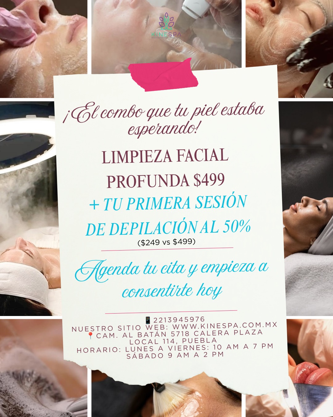 Limpieza Facial Profunda $499 más primera sesión de depilación láser al 50% — Kinespa Julio 2026