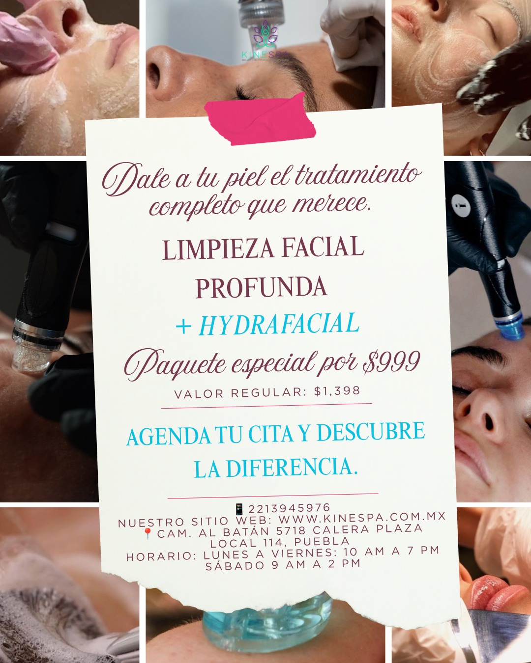 Limpieza Facial Profunda más Hydrafacial paquete especial $999 — Kinespa Julio 2026