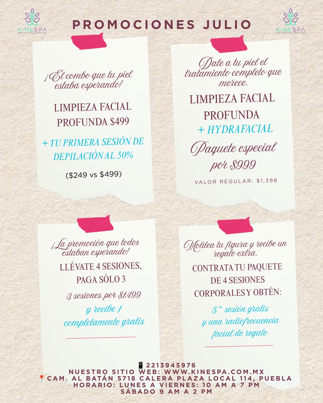 Resumen de todas las promociones de julio 2026 en Kinespa Puebla
